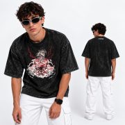 Attack on Titan Printed Acid Wash T-Shirt