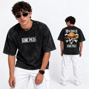 One Piece Printed Acid Wash T-Shirt